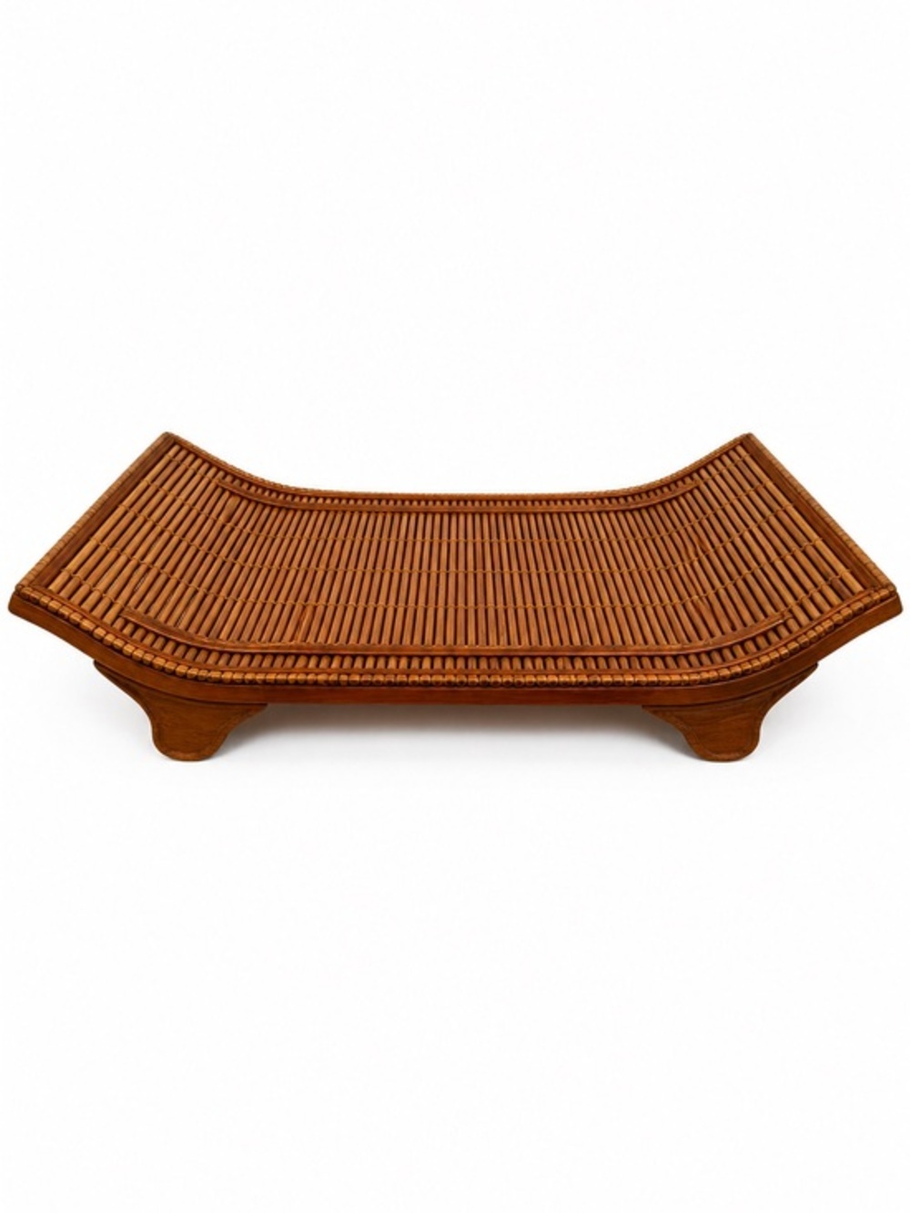Vintage Curved Rattan Bamboo Display Tray on Feet 💕